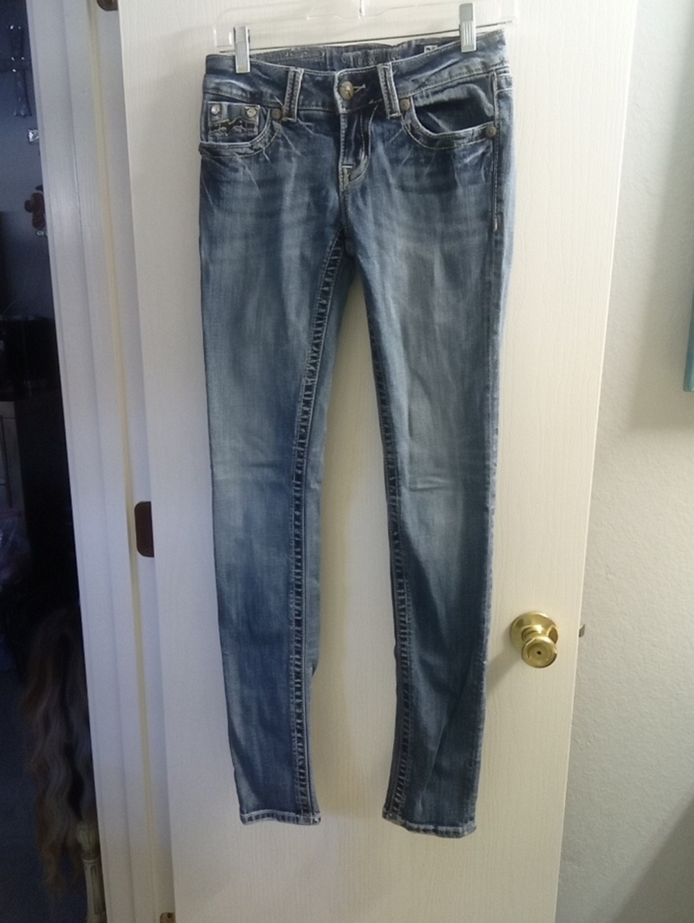 Miss Me Faded Skinny Jeans in Light Blue Wash